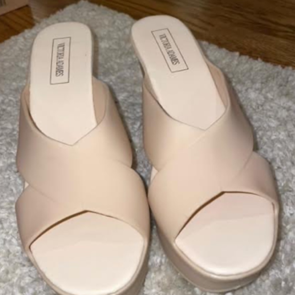 Victoria Adams wedge sandal. Tan size 8